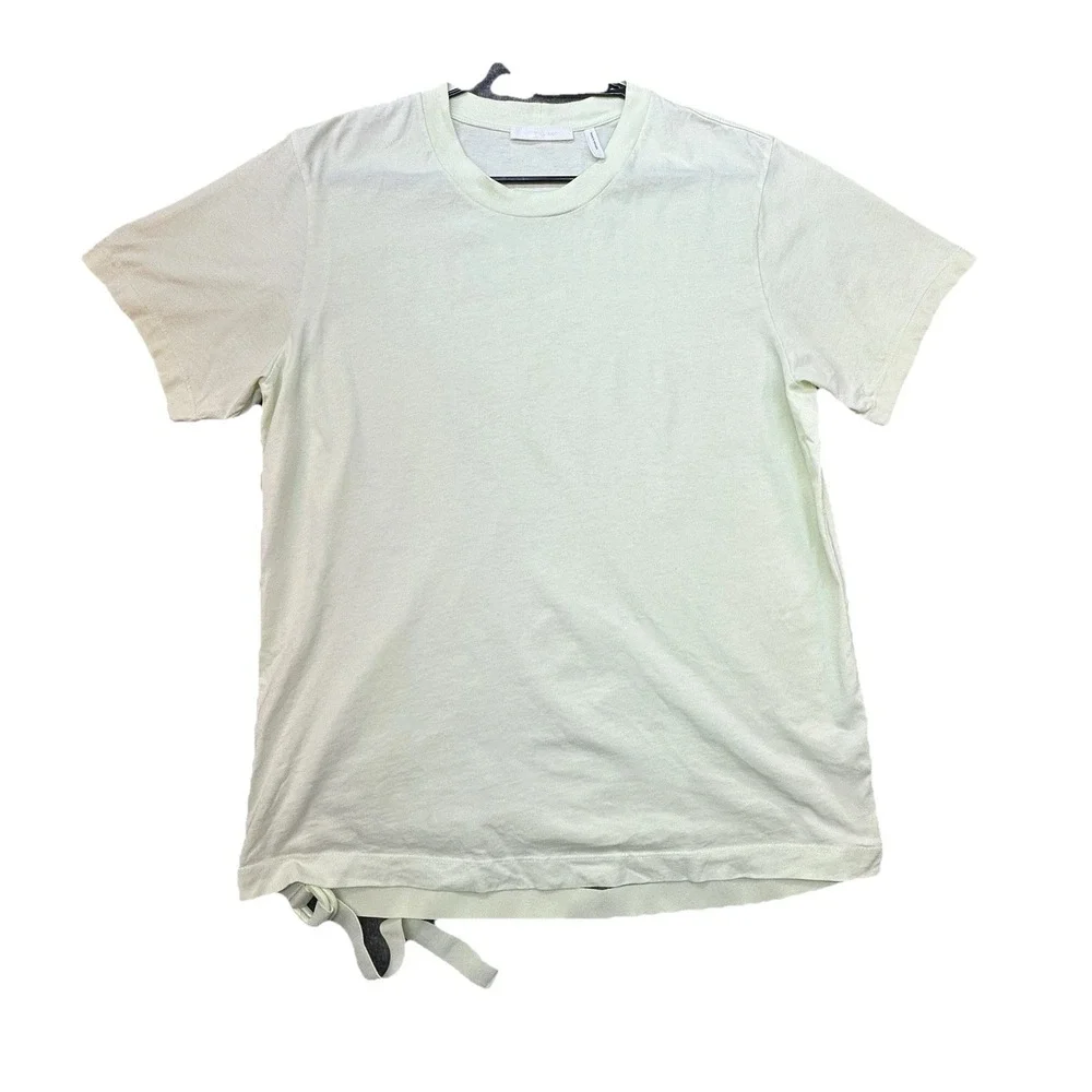 Helmut Lang Mint Green Logo T Shirt Mens L Drawstring Hem Made in‎ Portugal
